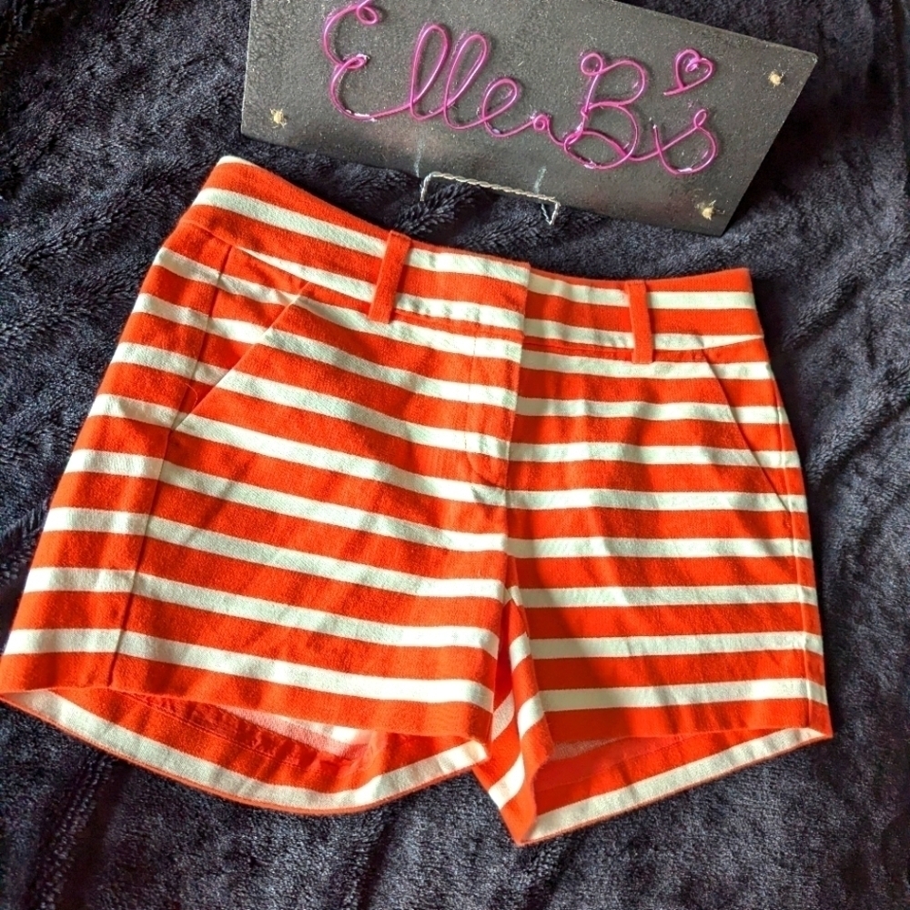 EUC Ann Taylor Orange/Cream Stripe Shorts 0